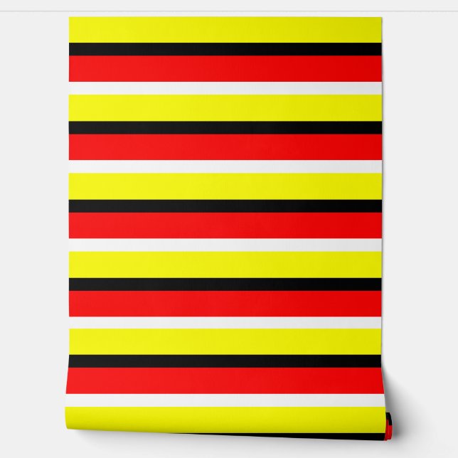 Rode gele strepen horizontale lijnen behang (Afrollen)