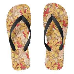 Rode & Gele Tropische Bloemenpatroon Vakantie Teenslippers