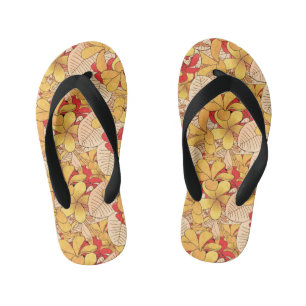 Rode & Gele Tropische Bloemmotief Vakantie Kinder Teenslippers