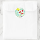  rode & gele vingerverf bloemen dank u ronde sticker (Tas)
