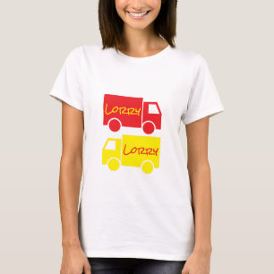 Rode Gele Vrachtwagens Retro Typografie Art T-shirt