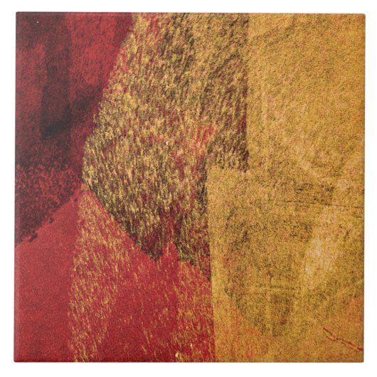 Rode gele zwarte abstracte verfpenseel tegeltje (Voorkant)