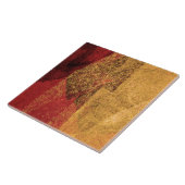 Rode gele zwarte abstracte verfpenseel tegeltje (Zijkant)