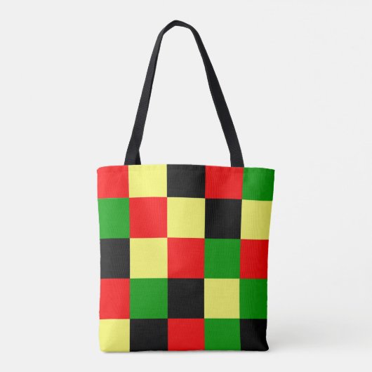 Rode, gele, zwarte en groene cheques draagtas (Achterkant)
