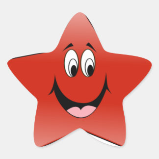 Rode gelukkige ster sticker