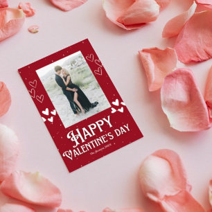Rode Gelukkige Valentijnsdag Typografie foto Vakan Kaart