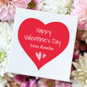 Rode Gelukkige Valentijnsdag van douanenaam Hart Sticker