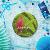 Rode gember bloem (Alpinia) tropisch Papieren Bordje (Feest)