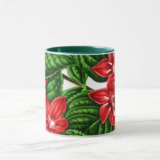 Rode gember bloemen, gedrukt mok (Midden)