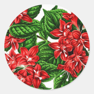 Rode gember bloemen, gedrukt ronde sticker