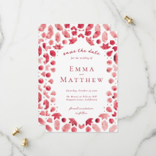 Rode geometrische ingewikkelde patroon met QR Save The Date