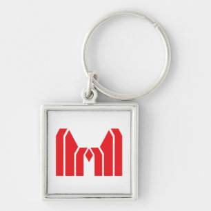 Rode Geometrische Kroon Letter M Sleutelhanger