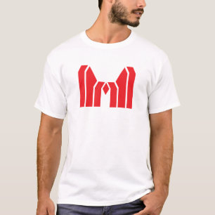 Rode Geometrische Kroon Letter M T-shirt