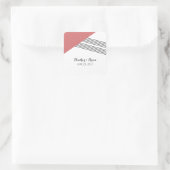 Rode Geometrische Stripe Weddenschappen Vierkante Sticker (Tas)