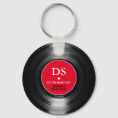 Rode gepersonaliseerde muziek vinyl record sleutel sleutelhanger (Voorkant)