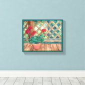 Rode Geranium Canvas Afdruk (Insitu (Houten vloer))