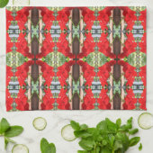 Rode Geranium Strepen Theedoek (Gevouwen)