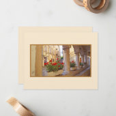 RODE GERANIUMS BIJ COLONNADE / KROATIË Flat Note K Notitiekaartje (Voorkant / Achterkant in situ)