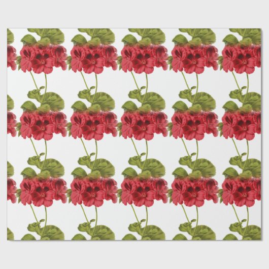 Rode Geraniums Cadeaupapier (Vlak)