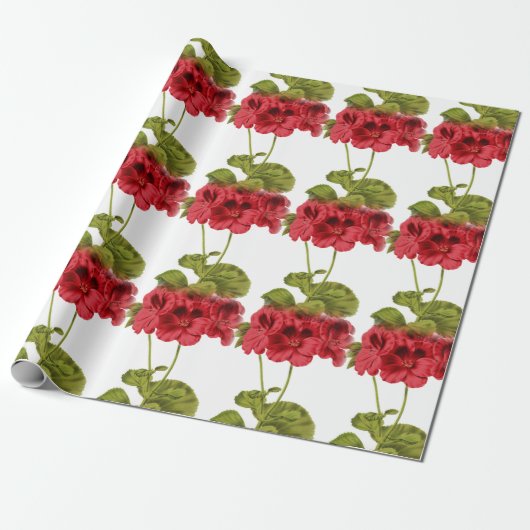  Rode Geraniums Cadeaupapier (Uitgerold)