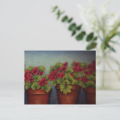 Rode Geraniums in kleipotten Briefkaart (Staand voorkant)