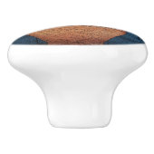 RODE GERANIUMS, TERRA COTTA POT, BLUE DEUR KERAMISCHE KNOP (Zijkant)