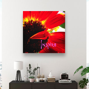 Rode Gerber Daisy Close-up Foto Krachtige Moderne Canvas Afdruk