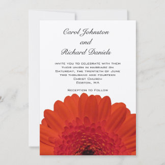 Rode Gerber Daisy Wedding Invitation Kaart