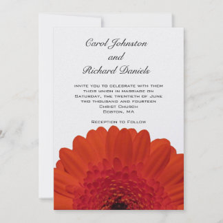 Rode Gerber Daisy Wedding Invitation Kaart