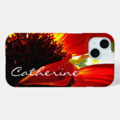 Rode gerbera daisy bloem fotoscript aangepaste naa Case-Mate iPhone case (Achterkant (horizontaal))