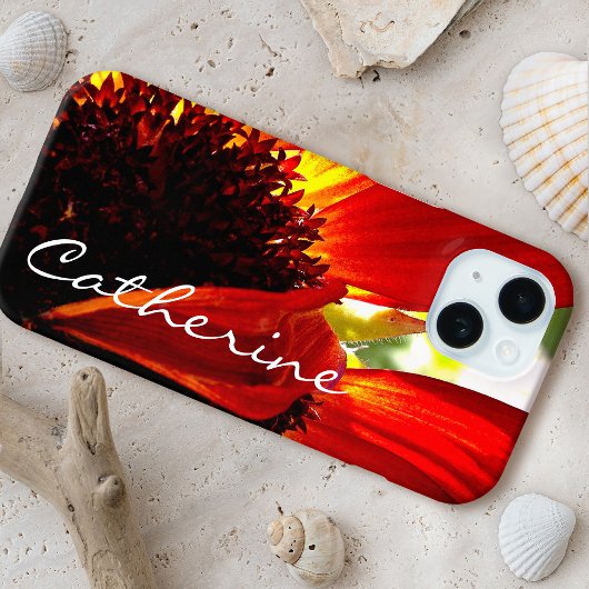 Rode gerbera daisy bloem fotoscript aangepaste naa Case-Mate iPhone case