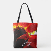 Rode Gerbera Daisy Fotografie Vreugde Script Moder Draagtas (Achterkant)