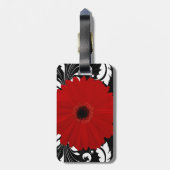 Rode Gerbera Daisy w/Swirl Naam Bagagelabel (Achterkant verticaal)