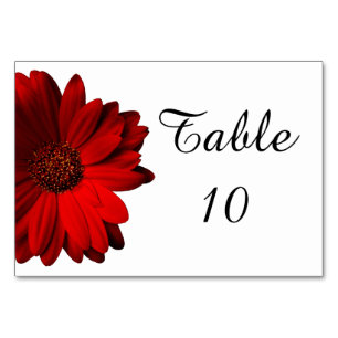 Rode Gerbera Daisy Wedding Table Card Kaart