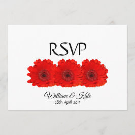 Rode Gerbera dubbelzijdige Huwelijks RSVP kaart