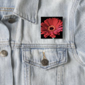 Rode Gerbera vierkant Vierkante Button 5,1 Cm (In situ)