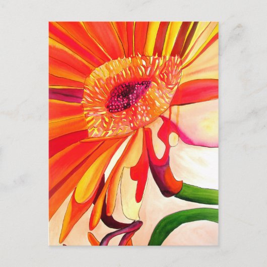 Rode Gerbera waterverf schilderkunst Briefkaart (Voorkant)