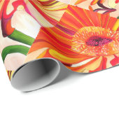 Rode Gerbera waterverf schilderkunst Cadeaupapier (Rol Hoek)