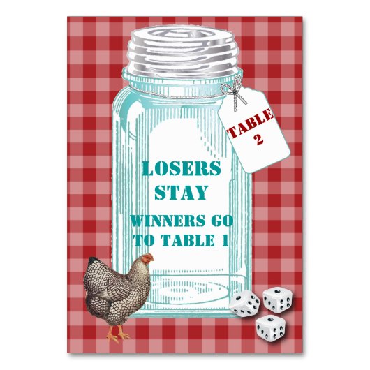 Rode Geruite Bunco Dice Table Kaart #1 (Voorkant)