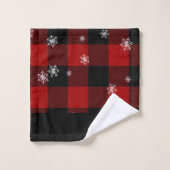 Rode geruite flanel aangepaste monogram winter bad handdoek (Wasdoekje)