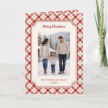 Rode geruite kerstfoto