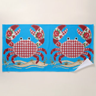 Rode geruite quilt look krabben strandlaken