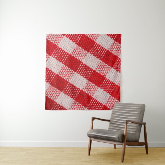 Rode geruite stof tafelkleed patroon textuur ba wandkleed (In situ)