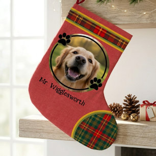 Rode geruite tartan hondliefhebber kerstcadeau grote kerstsok