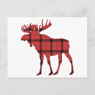 Rode geruite tartanpatroon Kerstvakantie Eland Feestdagenkaart