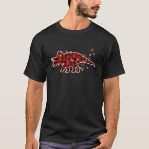 Rode geruite Triceratops dinosaurus kerst pyjama X T-shirt