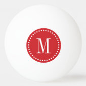 Rode gestippelde cirkel monogram gepersonaliseerd pingpongballen (Voorkant)