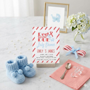 Rode gestreepte Coquette Baby Shower Kaart