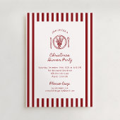 Rode, gestreepte kerstdiner uitnodiging