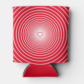 Rode gestreepte Koelbox met hart of kies kleuren Blikjeskoeler (Voorkant)